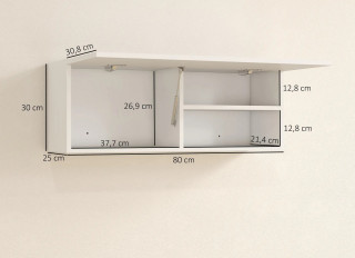 Nástěnná skříňka s výklopnými dvířky 80 x 25 x 30 cm | bílá č.2