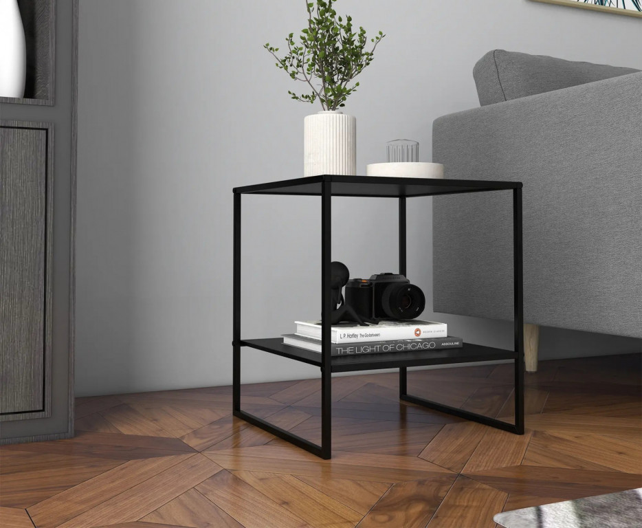 Odkládací stolek s policí 40 x 40 x 45 cm | černý