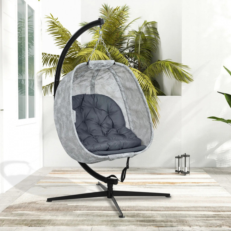 Závěsné křeslo ve tvaru vajíčka, 126 x 90 x 180 cm | šedé