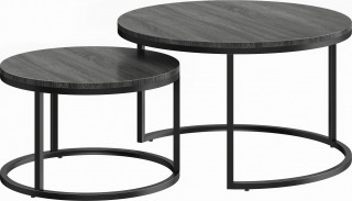2 kulaté konferenční stolky s kovovým rámem | černé č.1