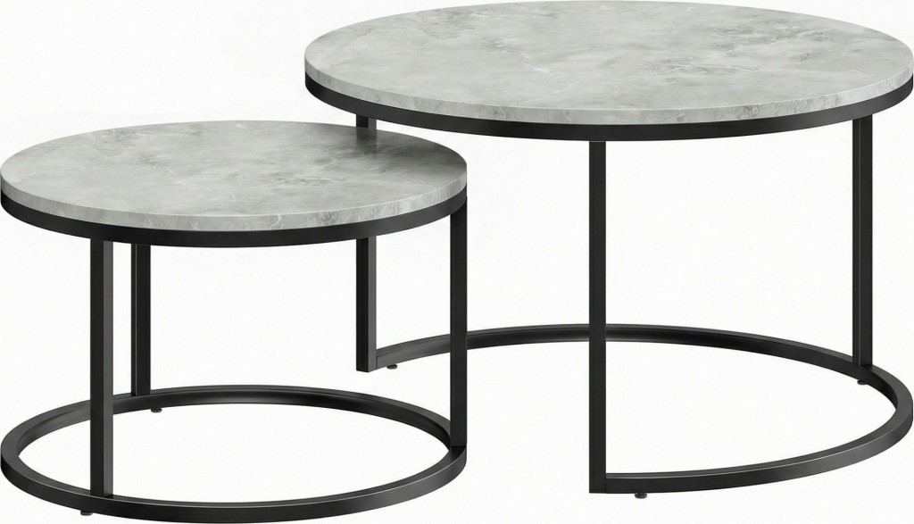 2 kulaté konferenční stolky s kovovým rámem | šedé