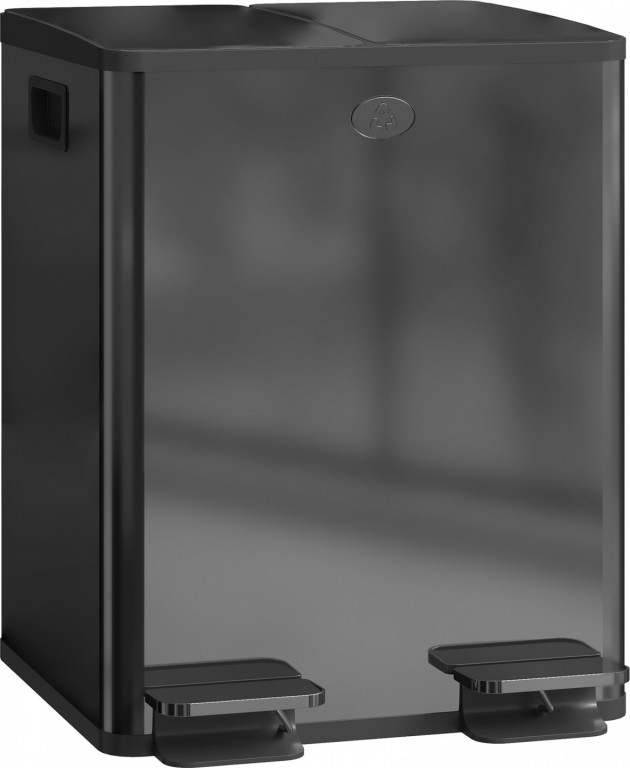 Dvojitý koš na kuchyňský odpad, 2x20 litrů, 45,8 x 36 x 51,6 cm | černý