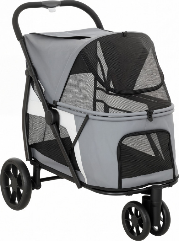 Skládací kočárek pro psy a kočky do 20 kg | šedý