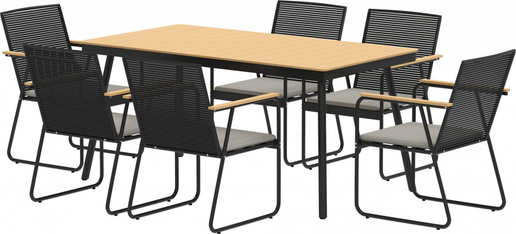 Kovová jídelní souprava pro 6 osob | hnědá + černá