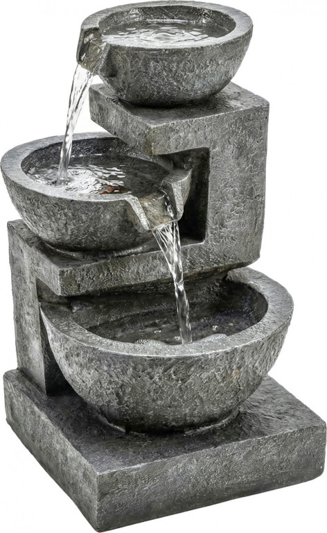 3stupňová zahradní fontána s LED osvětlením | pestrobarevná