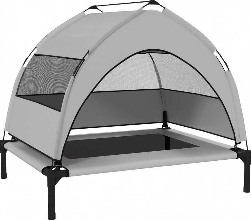 Vyvýšený pelíšek pro středně velké psy 76 x 61 x 60 cm | světle šedý