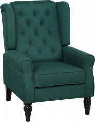 Čalouněné křeslo s vysokým opěradlem a dřevěnými nohami | tmavě zelené č.1