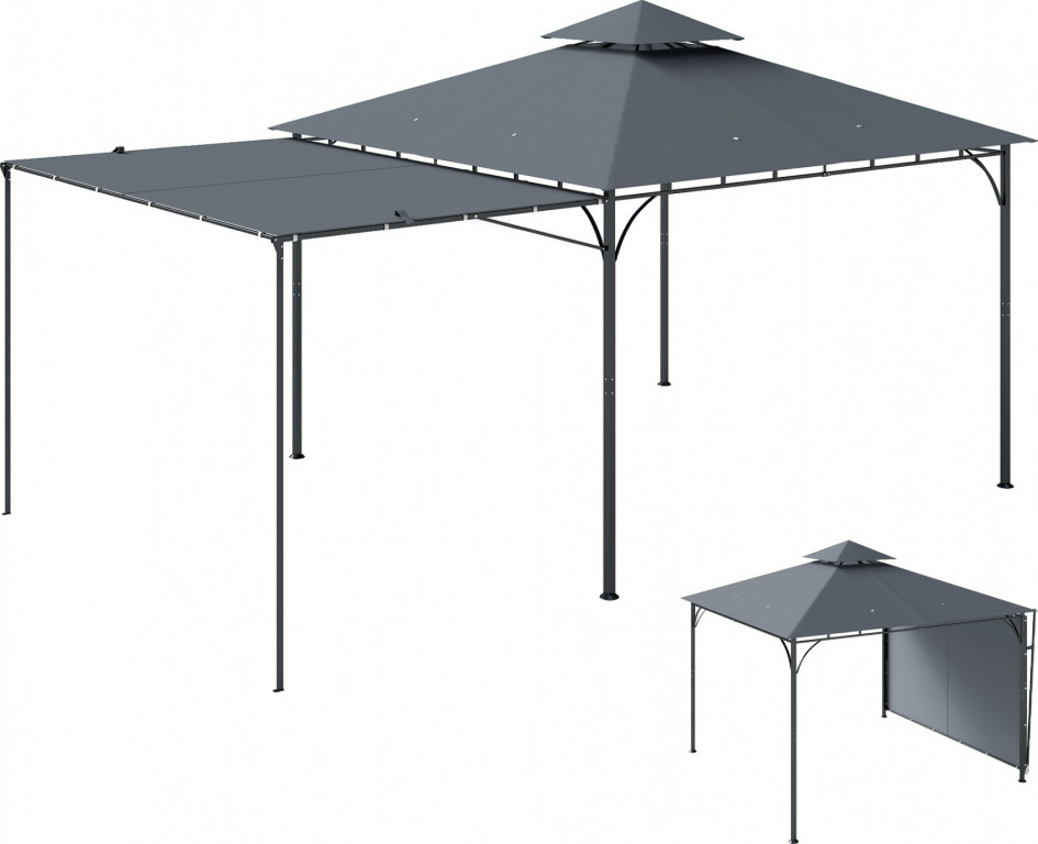 Stabilní zimní zahradní altán s výsuvnou střechou | tmavě šedý