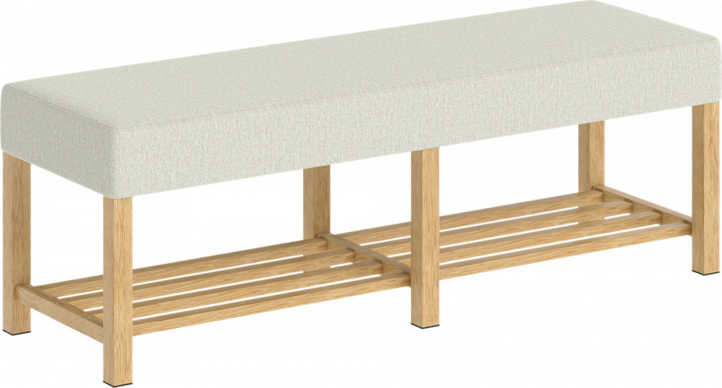 Lavice na boty se sedákem 140 x 44 x 48 cm | krémově bílá