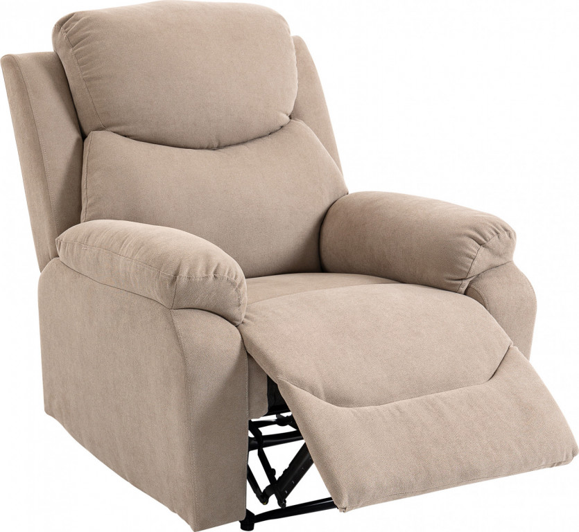 Polohovací TV křeslo ve vzhledu lnu s podnožkou | béžové