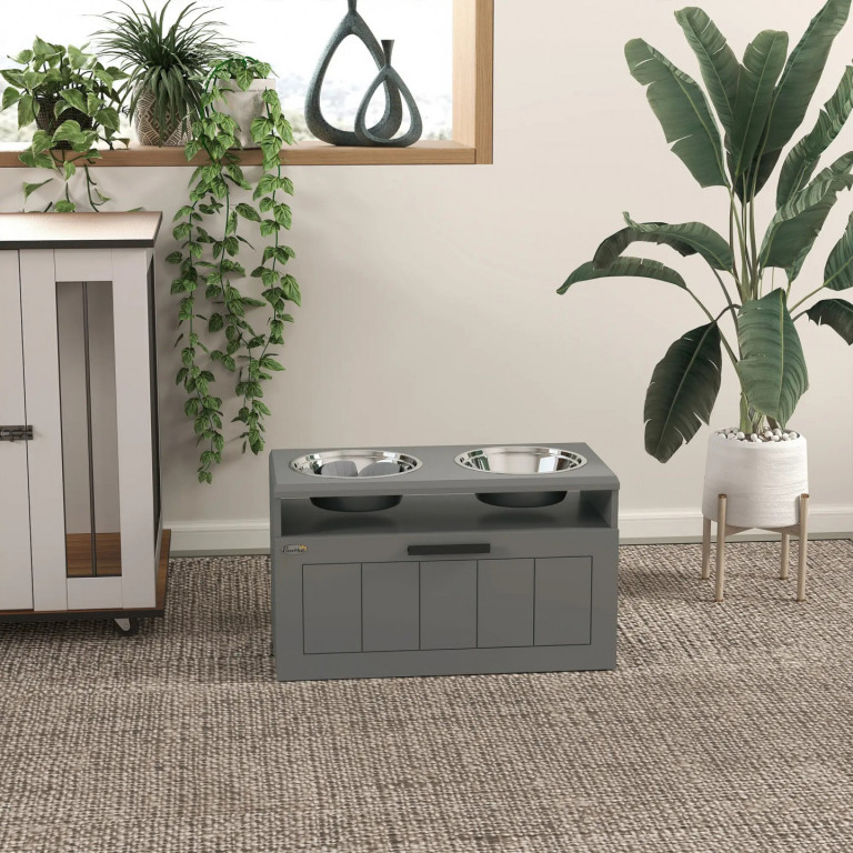 Vyvýšené nerezové misky | šedé