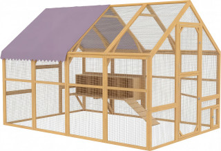 Venkovní výběh pro drůbež se stínicí střechou, 280 x 185,5 x 188 cm | žlutý č.1