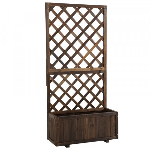 Vyvýšený květináč s mříží 72,5x31,5x149,5 cm | hnědý č.2