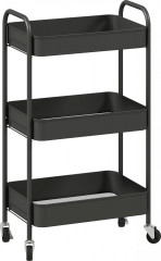 Servírovací vozík se 3 policemi 45 x 30,6 x 79 cm | černý č.1