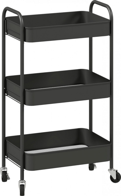 Servírovací vozík se 3 policemi 45 x 30,6 x 79 cm | černý