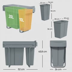 Výsuvný vestavný odpadkový koš | šedý č.3