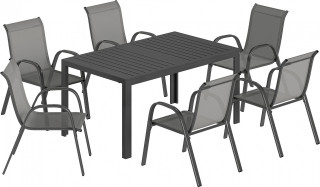 7dílný zahradní jídelní set s obdélníkovým stolem | světle šedý