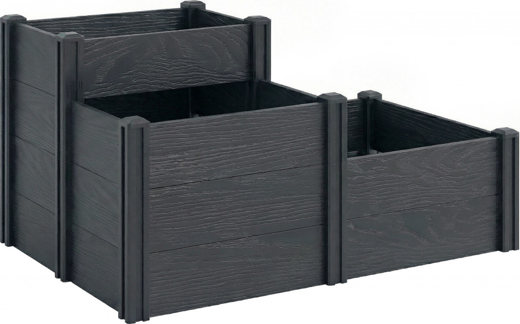Vyvýšený třípatrový záhon 120 x 80 x 64 cm | šedý