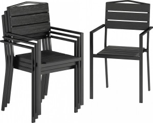 4 zahradní stohovatelné židle 52 x 51 x 90 cm | černé