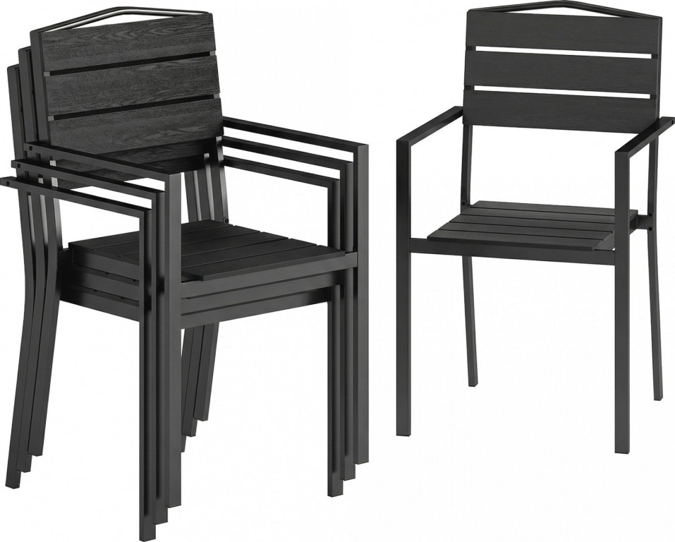 4 zahradní stohovatelné židle 52 x 51 x 90 cm | černé