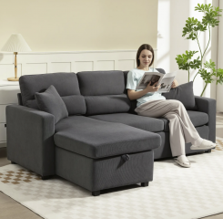 Rozkládací pohovka ve tvaru L s funkcí lůžka | šedá č.2