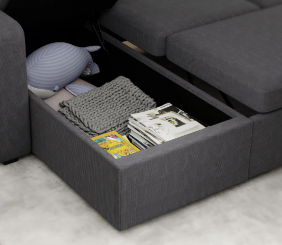 Rozkládací pohovka ve tvaru L s funkcí lůžka | šedá č.4