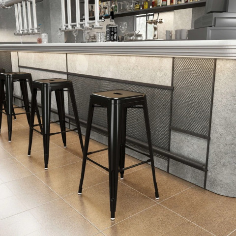 Barové židle s podnožkou, 4 kusy | černé č.6