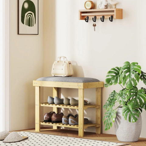 Bambusová lavice na boty 60 x 29 x 49 cm | šedá č.4