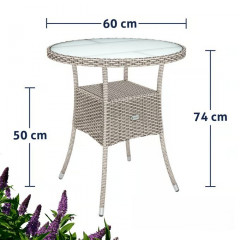 Polyratanový kulatý stůl Ø60 cm | šedobéžový č.2