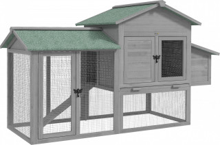 Dřevěný kurník s volným výběhem 168 x 75 x 103 cm | šedý č.1