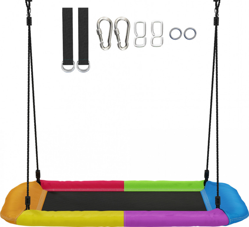 Výškově nastavitelná závěsná houpačka 148 x 77 cm | vícebarevná