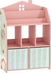 Dětský regál dětský s 2 látkovými zásuvkami 62,5 x 30 x 91,5 cm | růžový č.1