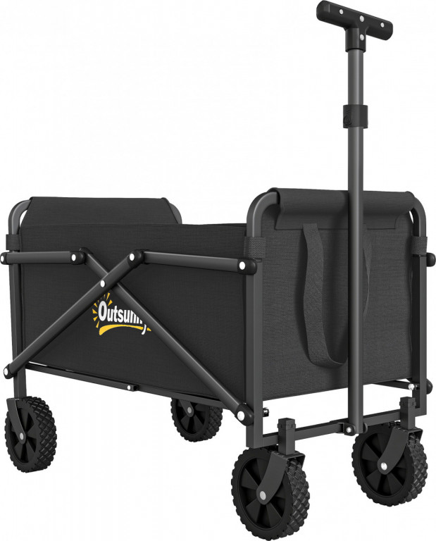 Skládací zahradní vozík 41 l se 4 koly | černý