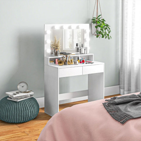 Toaletní stolek s LED osvětlením | bílý č.2