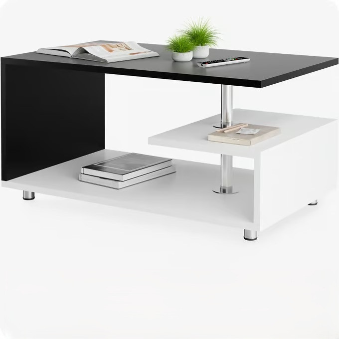 Konferenční stolek Orlando 95x55x50cm | bílý/černý