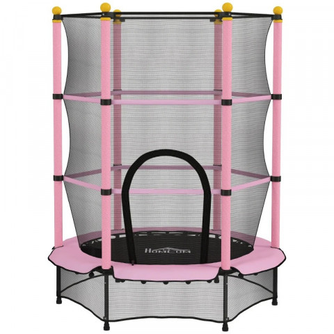Dětská trampolína s ochrannou sítí, průměr 140 cm | růžová č.2