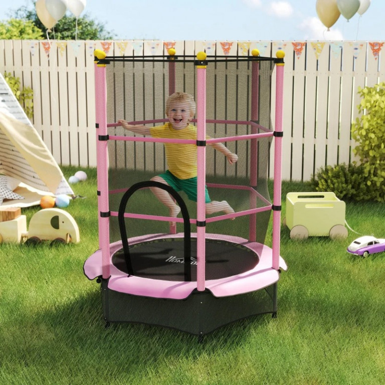 Dětská trampolína s ochrannou sítí, průměr 140 cm | růžová