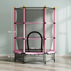 Dětská trampolína s ochrannou sítí, průměr 140 cm | růžová č.3