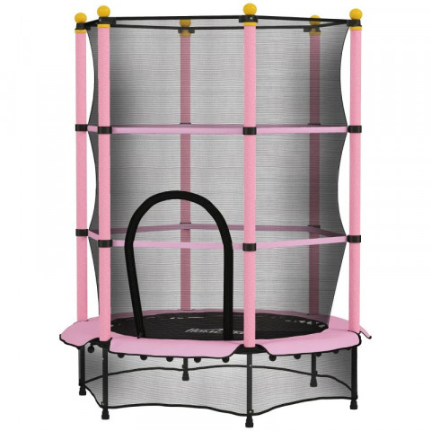 Dětská trampolína s ochrannou sítí, průměr 140 cm | růžová č.4