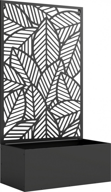 Kovový vyvýšený záhon s mříží pro popínavé rostliny | černý