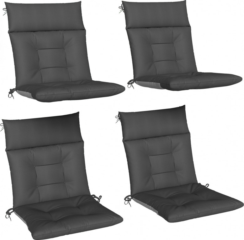 4 polštáře na zahradní nábytek 111,5 x 53 x 8 cm | tmavě šedé
