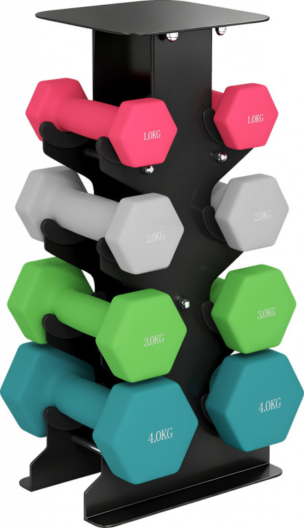 činky s úložným stojanem | vícebarevné