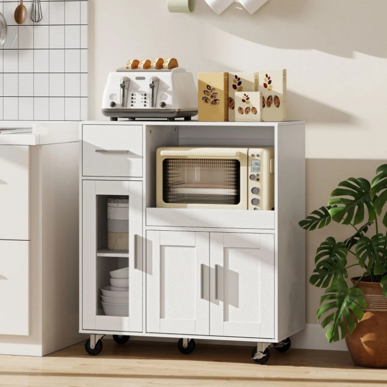 Pojízdná kuchyňská skříňka | bílá