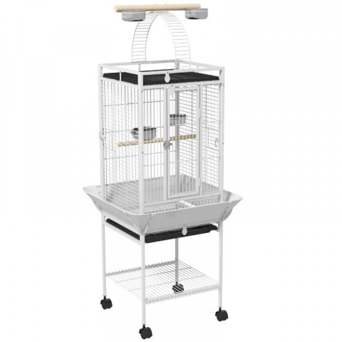 Klec pro papoušky se 3 dvířky 62,5 x 62,5 x 156 cm | bílá č.2