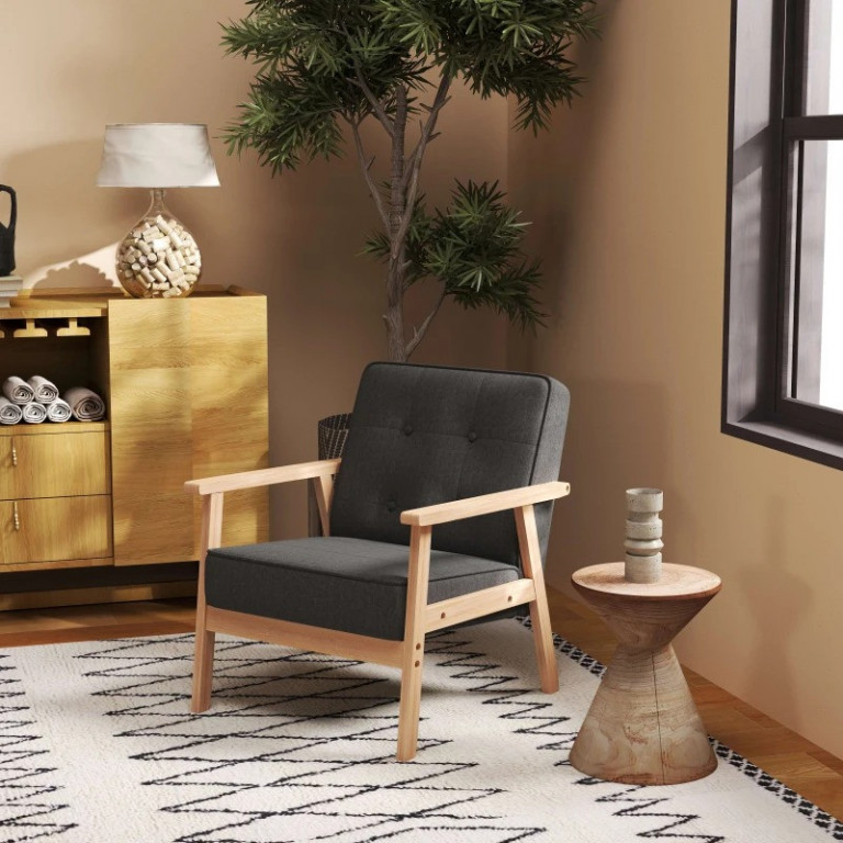 Čalouněná židle s područkami a opěradlem | šedá