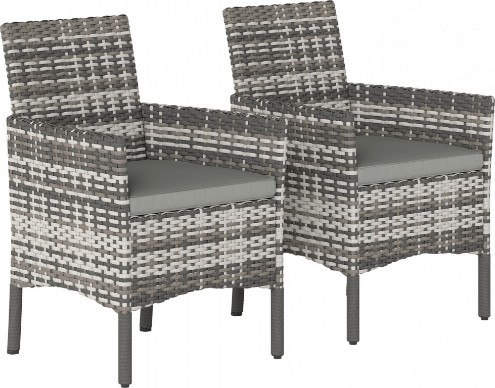 2 zahradní polyratanové židle s ocelovým rámem | šedé