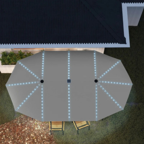 Dvojitý slunečník se solárními LED světly, 451 x 267 cm | tmavě šedý č.4