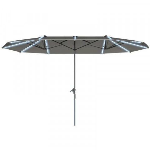 Dvojitý slunečník se solárními LED světly, 451 x 267 cm | tmavě šedý č.6