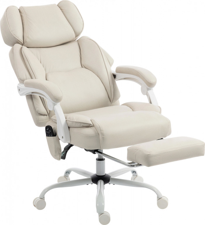 Ergonomická kancelářská židle s funkcí polohování a vyhřívání | krémově bílá