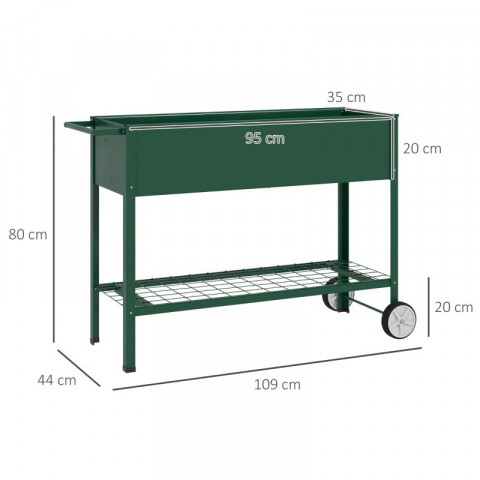 Vyvýšený záhon s kolečky 109 x 44 x 80 cm | zelený č.4